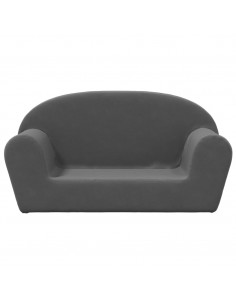 Divano per Bambini a 2 Posti Antracite in Morbido Peluche 2