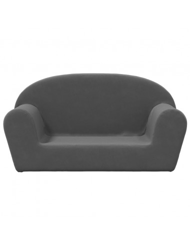 Divano per Bambini a 2 Posti Antracite in Morbido Peluche