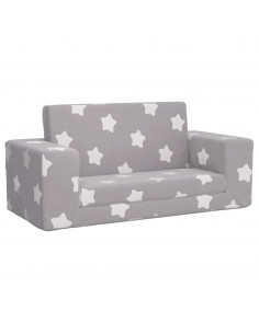 Divano Letto Bambini a 2 Posti Grigio Chiaro con Stelle Peluche