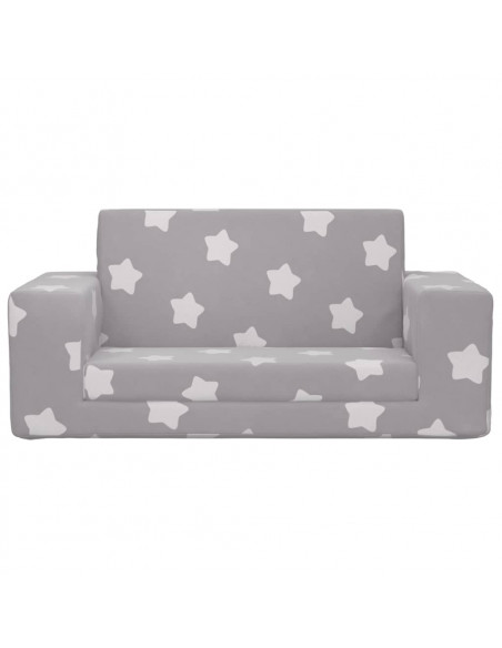 Divano Letto Bambini a 2 Posti Grigio Chiaro con Stelle Peluche