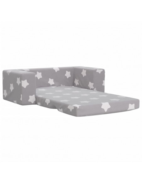 Divano Letto Bambini a 2 Posti Grigio Chiaro con Stelle Peluche