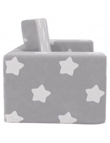 Divano Letto Bambini a 2 Posti Grigio Chiaro con Stelle Peluche