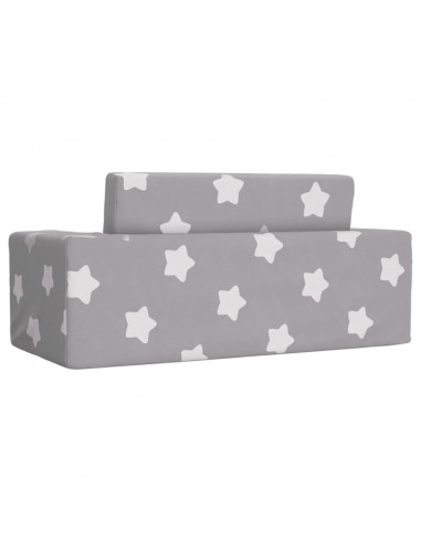 Divano Letto Bambini a 2 Posti Grigio Chiaro con Stelle Peluche