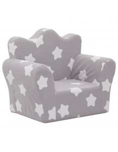 Divano per Bambini Grigio Chiaro con Stelle in Morbido Peluche