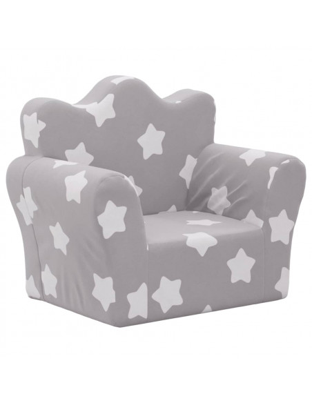 Divano per Bambini Grigio Chiaro con Stelle in Morbido Peluche