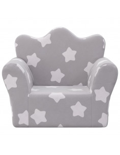 Divano per Bambini Grigio Chiaro con Stelle in Morbido Peluche 2