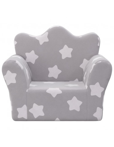 Divano per Bambini Grigio Chiaro con Stelle in Morbido Peluche