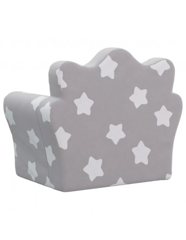 Divano per Bambini Grigio Chiaro con Stelle in Morbido Peluche