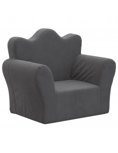 Divano per Bambini Antracite in Morbido Peluche