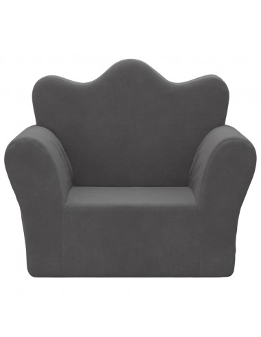 Divano per Bambini Antracite in Morbido Peluche