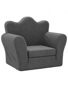 Divano Letto per Bambini Antracite in Morbido Peluche