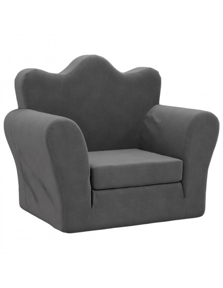 Divano Letto per Bambini Antracite in Morbido Peluche