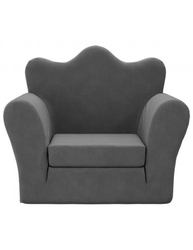Divano Letto per Bambini Antracite in Morbido Peluche