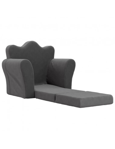 Divano Letto per Bambini Antracite in Morbido Peluche