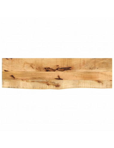 Piano Tavolo 100x20x2,5cm Bordi Vivi Legno di Mango Grezzo