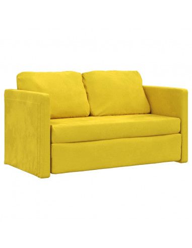 Divano Letto da Terra 2 in 1 Giallo Scuro 122x204x55 cm Velluto