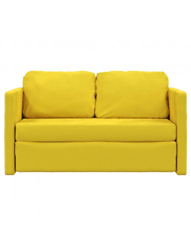 Divano Letto da Terra 2 in 1 Giallo Scuro 122x204x55 cm Velluto