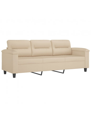 Set Divani 4 pz con Cuscini Crema in Tessuto Microfibra