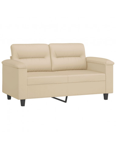 Set Divani 4 pz con Cuscini Crema in Tessuto Microfibra