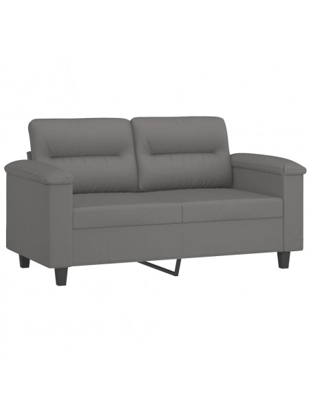 Set Divani 3 pz con Cuscini Grigio Scuro in Tessuto Microfibra