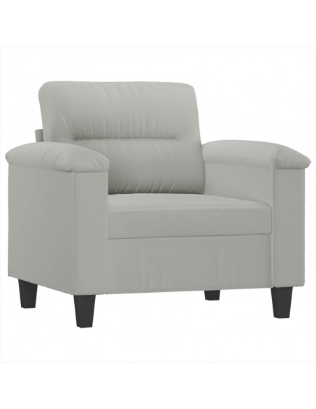 Set Divani 3 pz con Cuscini Grigio Chiaro in Tessuto Microfibra