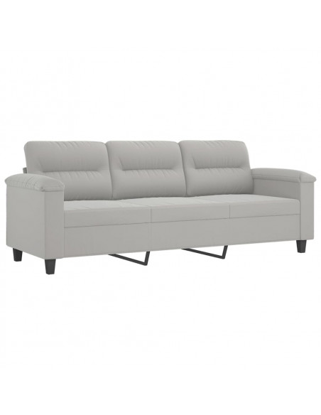 Set Divani 3 pz con Cuscini Grigio Chiaro in Tessuto Microfibra