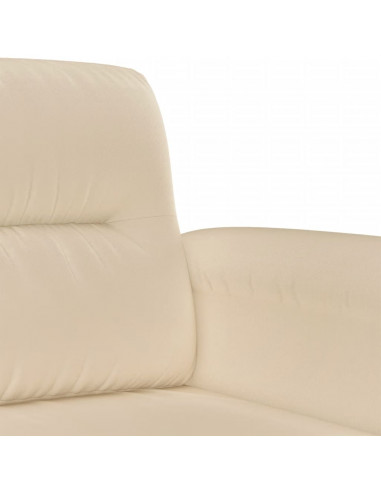 Set Divani 3 pz con Cuscini Crema in Tessuto Microfibra