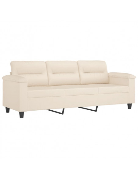 Set Divani 3 pz con Cuscini Beige in Tessuto Microfibra