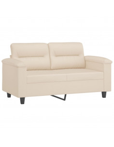 Set Divani 3 pz con Cuscini Beige in Tessuto Microfibra 2