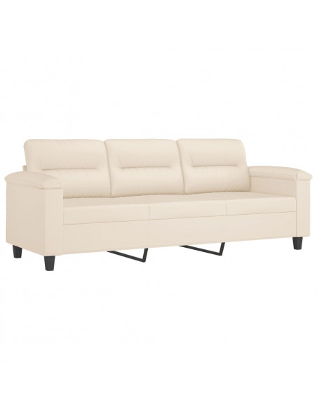 Set Divani 3 pz con Cuscini Beige in Tessuto Microfibra