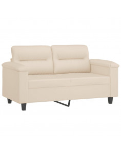 Set Divani 3 pz con Cuscini Beige in Tessuto Microfibra 2
