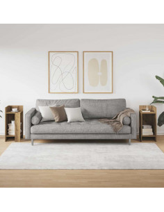 Tavolini Laterali 2pz con Ripiano Rovere Artigianale 2