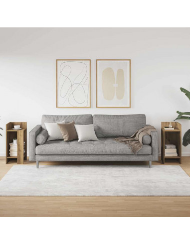 Tavolini Laterali 2pz con Ripiano Rovere Artigianale
