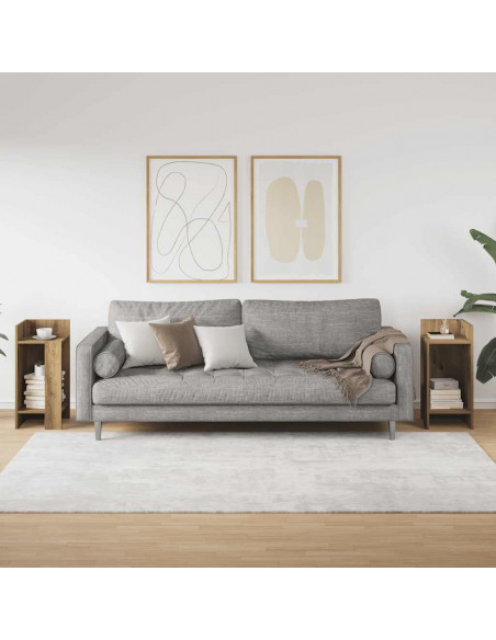 Tavolini Laterali 2pz con Ripiano Rovere Artigianale
