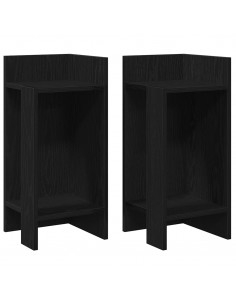 Tavolini Laterali 2pz con Ripiano Nero 25,5x27x60 cm