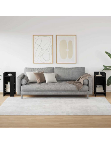 Tavolini Laterali 2pz con Ripiano Nero 25,5x27x60 cm