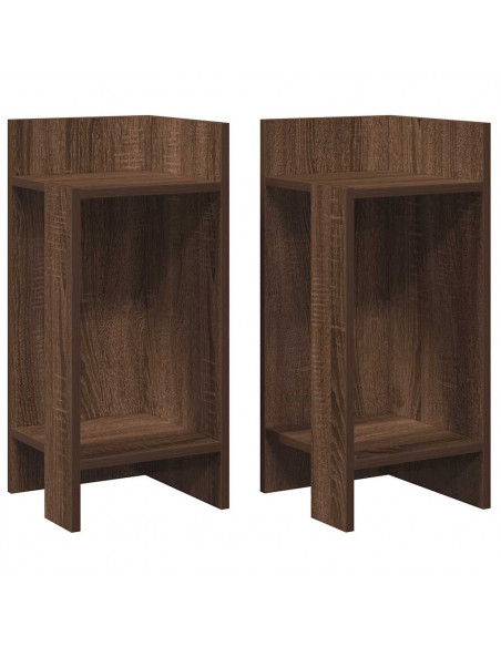 Tavolini Laterali 2 pz con Ripiano Rovere Marrone 25,5x27x60 cm