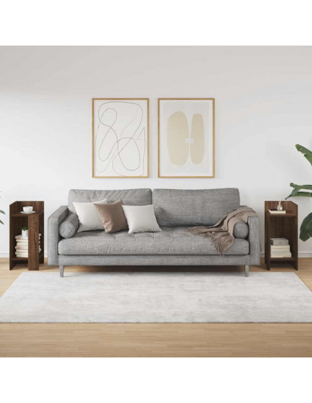 Tavolini Laterali 2 pz con Ripiano Rovere Marrone 25,5x27x60 cm
