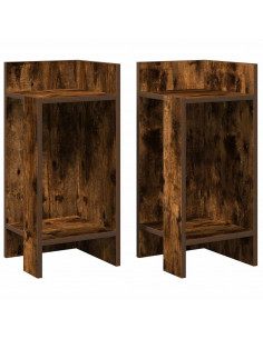 Tavolini Laterali 2 pz con Ripiano Rovere Fumo 25,5x27x60 cm