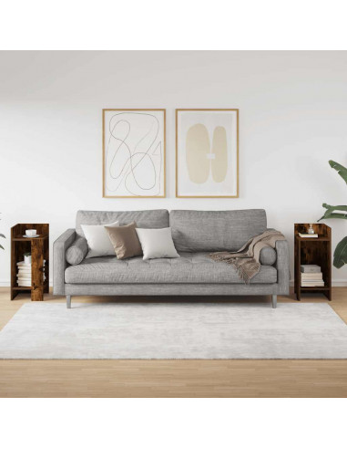 Tavolini Laterali 2 pz con Ripiano Rovere Fumo 25,5x27x60 cm