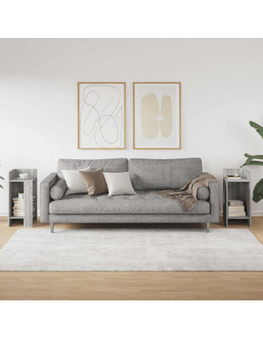 Tavolini Laterali 2 pz con Ripiano Grigio Sonoma 25,5x27x60 cm
