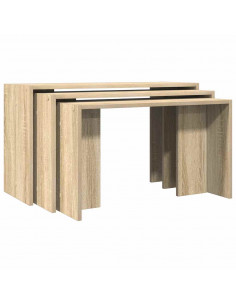 Tavolini Impilabili 3 pz Rovere Sonoma in Legno Multistrato