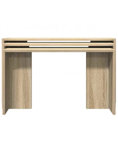 Tavolini Impilabili 3 pz Rovere Sonoma in Legno Multistrato