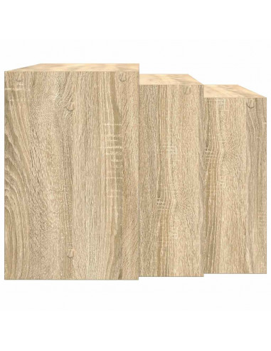 Tavolini Impilabili 3 pz Rovere Sonoma in Legno Multistrato