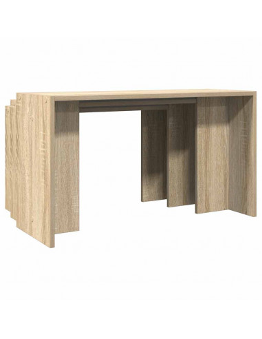 Tavolini Impilabili 3 pz Rovere Sonoma in Legno Multistrato