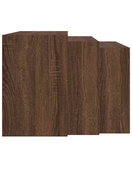 Tavolini Impilabili 3 pz Rovere Marrone in Legno Multistrato
