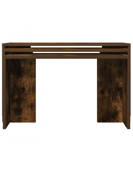 Tavolini Impilabili 3 pz Rovere Fumo in Legno Multistrato