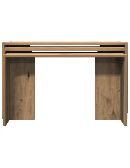 Tavolini Impilabili 3 pz Rovere Artigianale Legno Multistrato