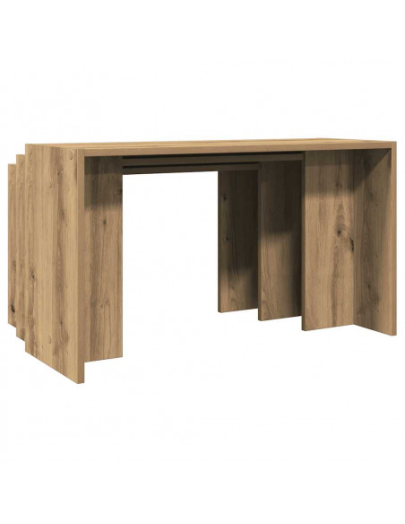 Tavolini Impilabili 3 pz Rovere Artigianale Legno Multistrato