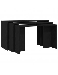 Tavolini Impilabili 3 pz Neri in Legno Multistrato